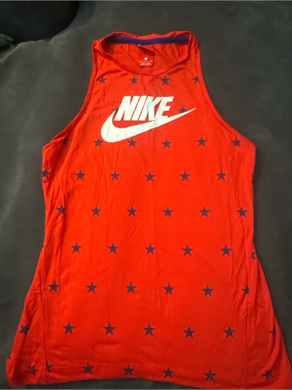 Nike Red Tank Top with Navy Star Print